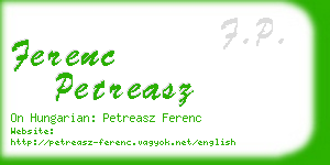 ferenc petreasz business card